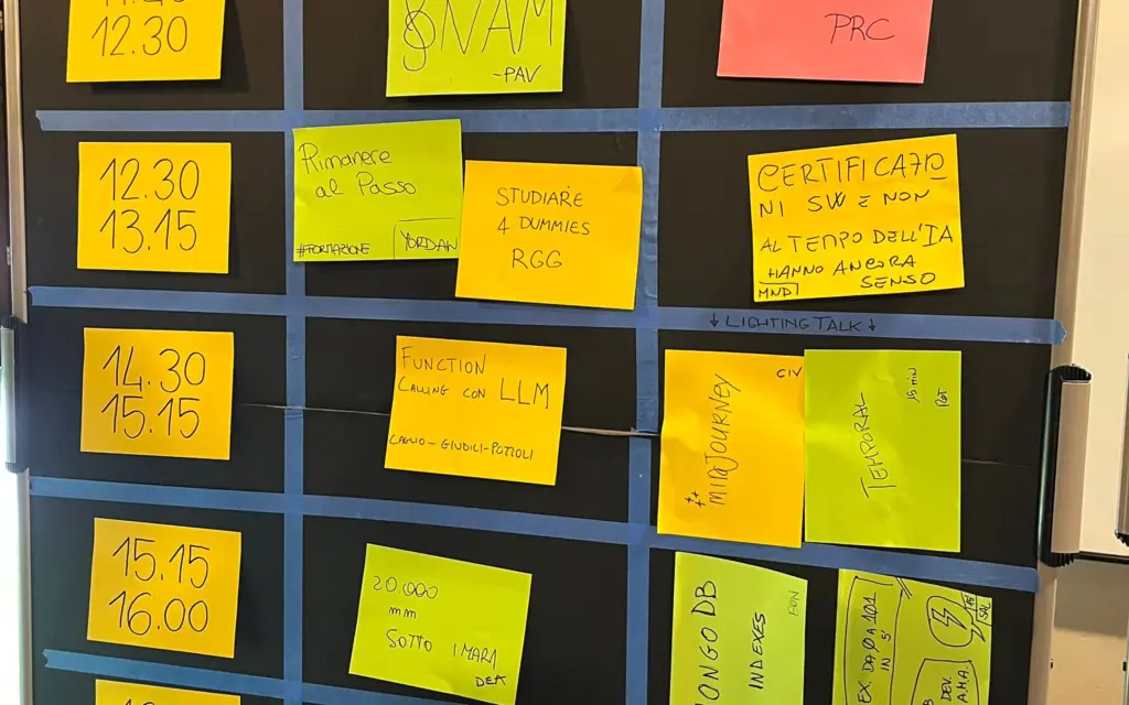 Foto del programma della unconference dell'Intré Camp di settembre 2025