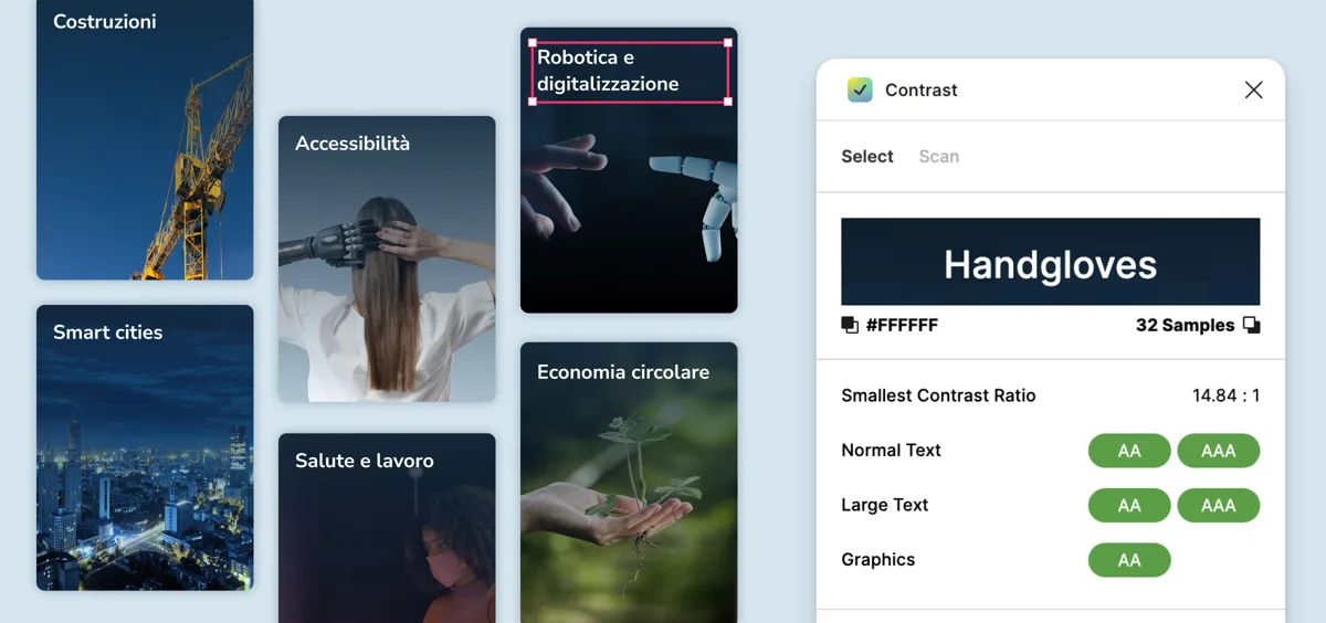 Examples of graphics with optimal color contrast, even with background images.