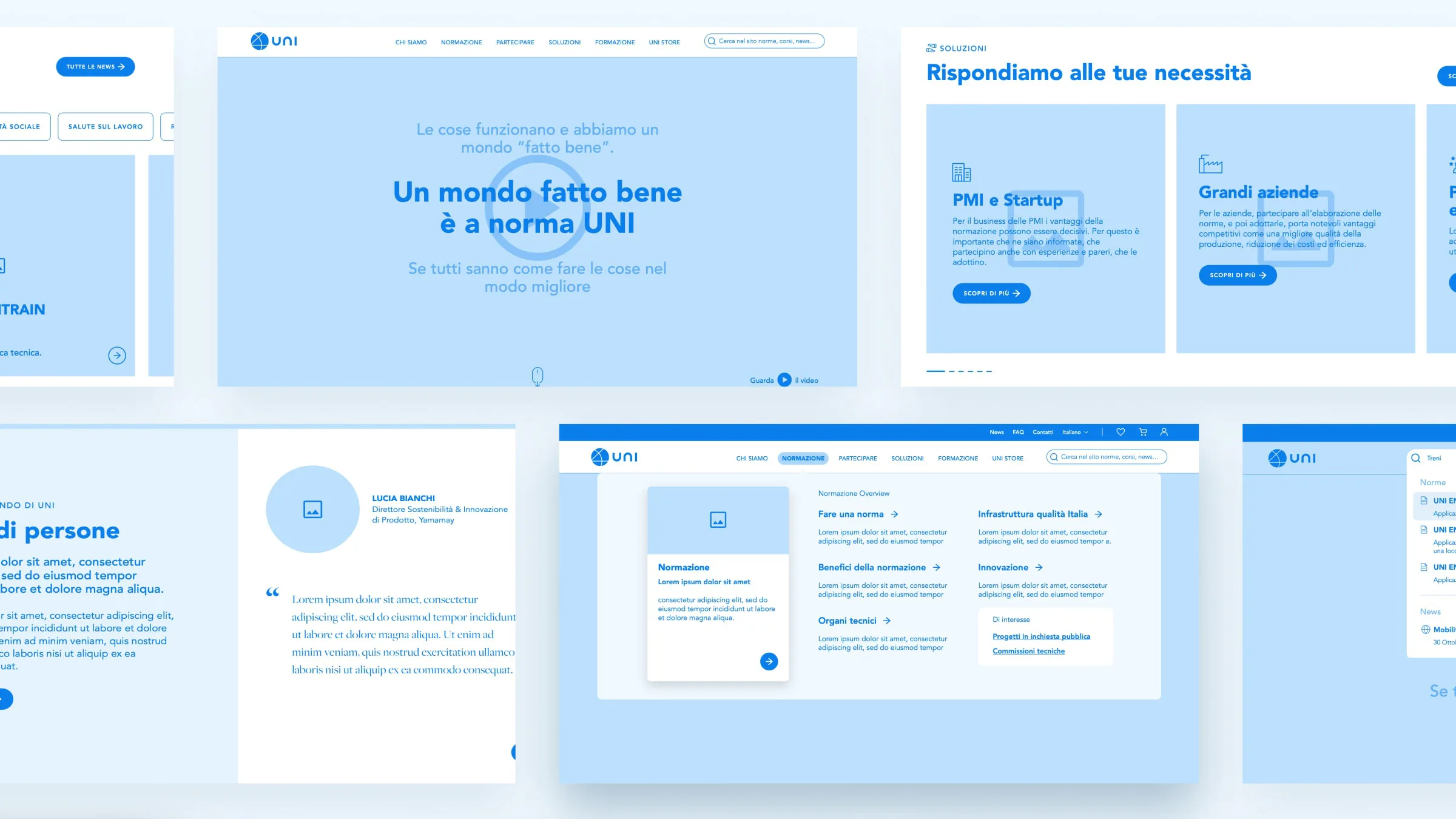 Graphic summarizing wireframes and content organization of the uni.com website